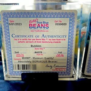 Ty beanie baby Bubbles 3/1 third gen hang tag w/first gen tush tag TBB auth’d